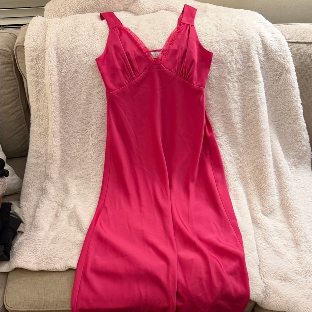 Wayf Pink Satin Maxi Dress